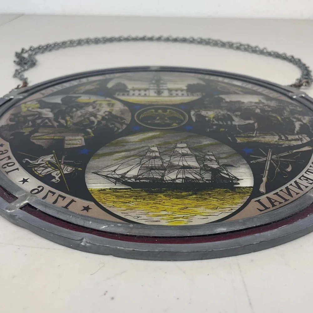 Vintage Suncatcher Stained Glass United States Of America Bicentennial 1776 1976 - Picture 12 of 15